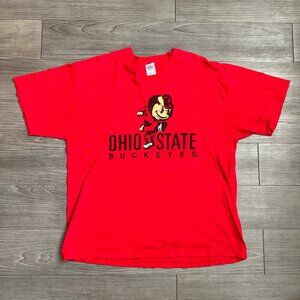 Y2K Ohio State Buckeyes Red Crewneck T-Shirt Delta Pro Weight Size XL
